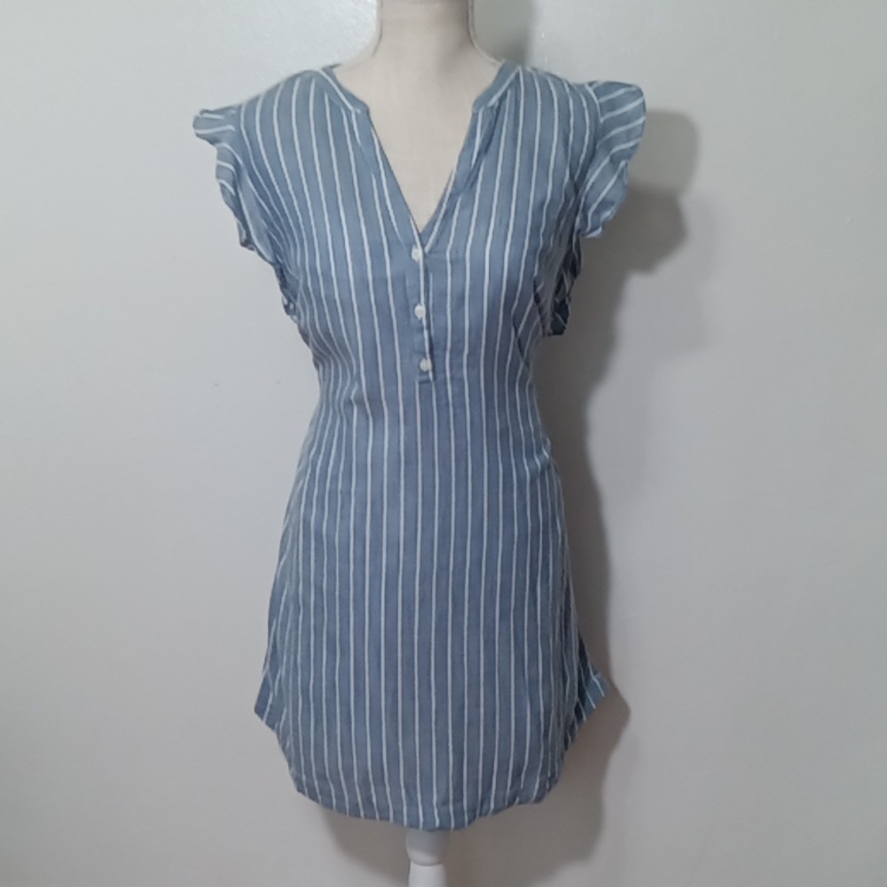 Old Navy Blue & White Striped Dress Medium